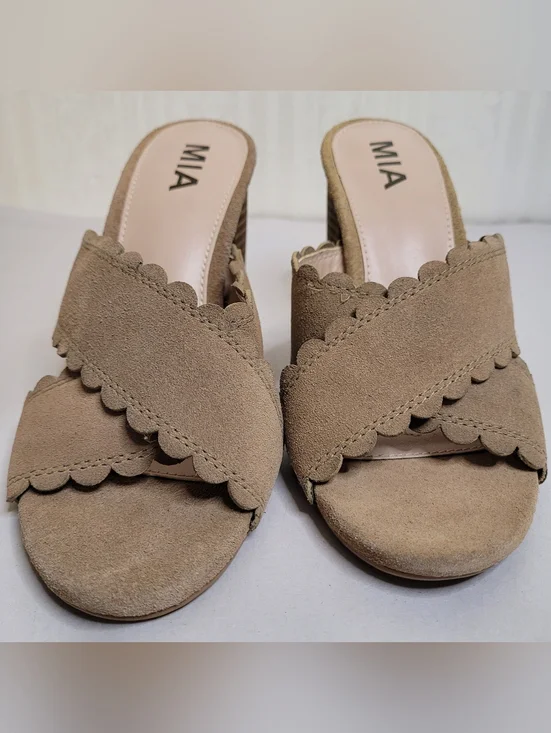 MIA Rosalyn Tan Suede Mules Size 7 - Picture 3 of 10